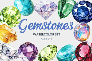 Watercolor Gemstones Bundle, an Illustration by The Best Digital Plaza