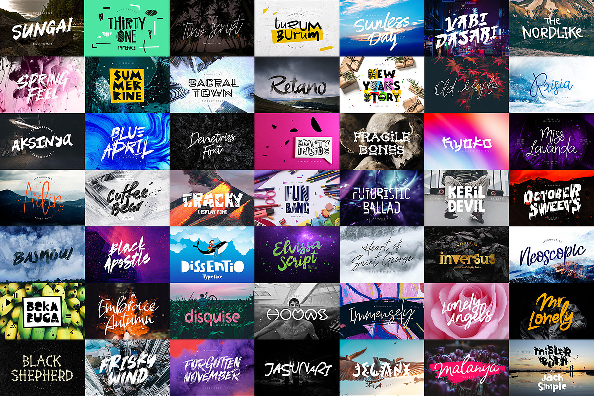 Super Bundle 51 Fonts, a Handwritten Font by chekart (Photo 2 of 10)