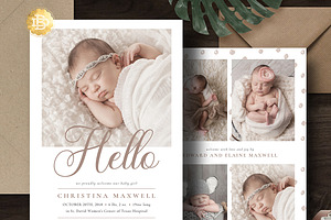 Birth Announcement Template BA002, an Invitation Template by Bellenity Design