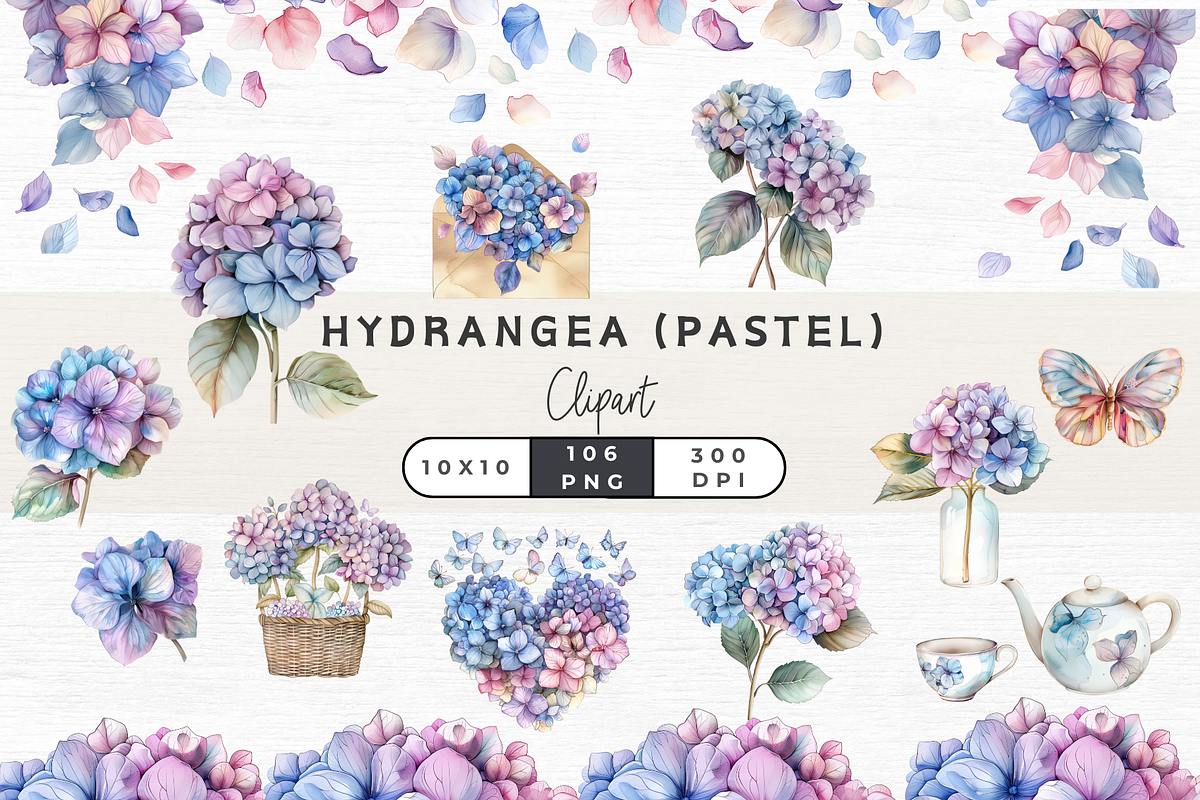 Hydrangea Clipart, Floral Clipart,, an Object Graphic by EllyandLima (Photo 1 of 9)