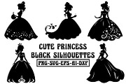 Cute Princess Black Silhouettes, an Object Graphic by Cool Worker (Thumbnail 1 of 4)