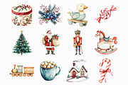 Retro Christmas Clipart Bundle, an Illustration by Design Market (Thumbnail 3 of 5)
