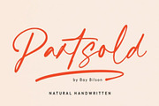 Partsold - Handwritten Font, a Script Font by Muwatta Studio (Thumbnail 1 of 6)