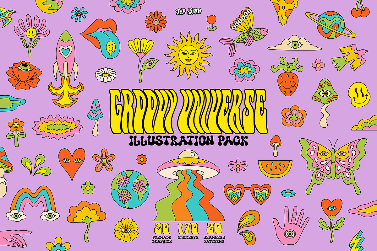 Groovy Universe Illustration Pack, an Illustration by The Isian (Photo 1 of 10)