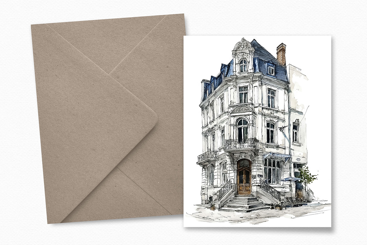 Parisian Townhouses, a Decorative Illustration by rileyBgraphics (Photo 4 of 7)