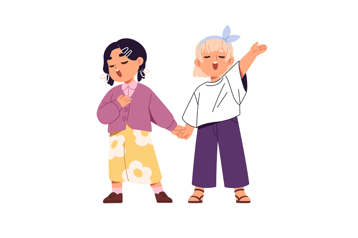 Happy kids singing songs set, a Person Illustration by PaperTrident (Photo 5 of 11)