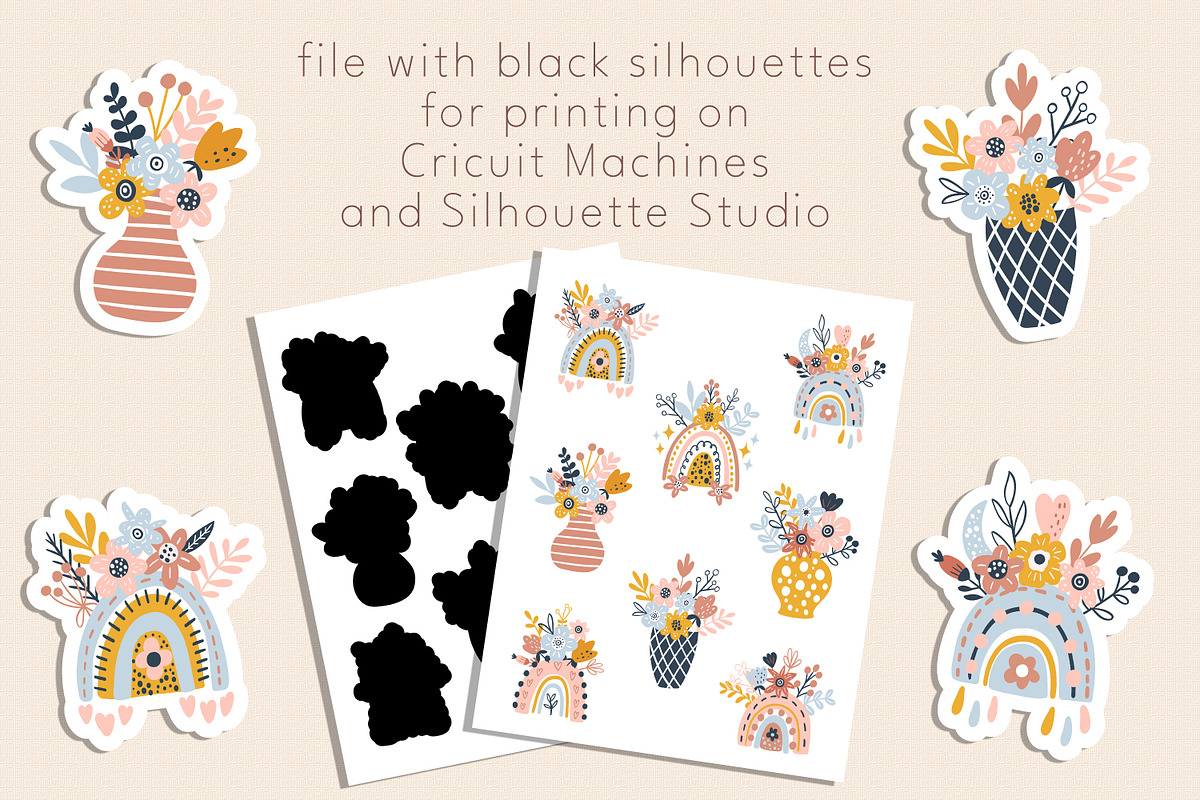 Boho Rainbows Stickers, a Graphic by rinaletters (Photo 5 of 5)