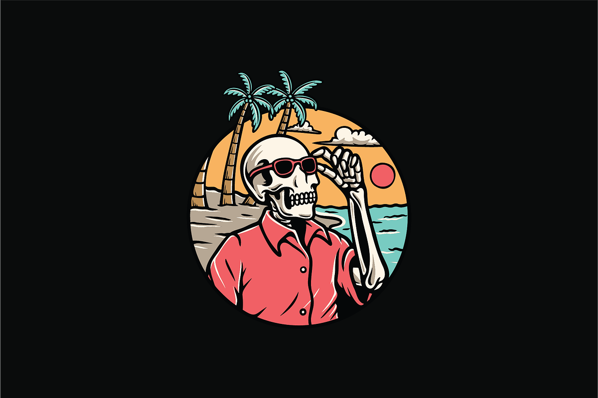 Chillin' Skeleton on the Beach, an Object Illustration by nomlimo.com (Photo 1 of 3)