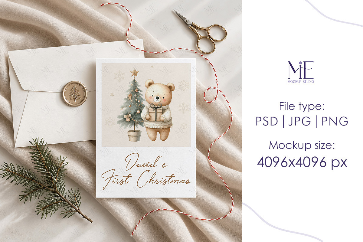 Christmas Envelope Card Mockup, an Advertising Mockup by Mie Mockup Studio (Photo 3 of 7)