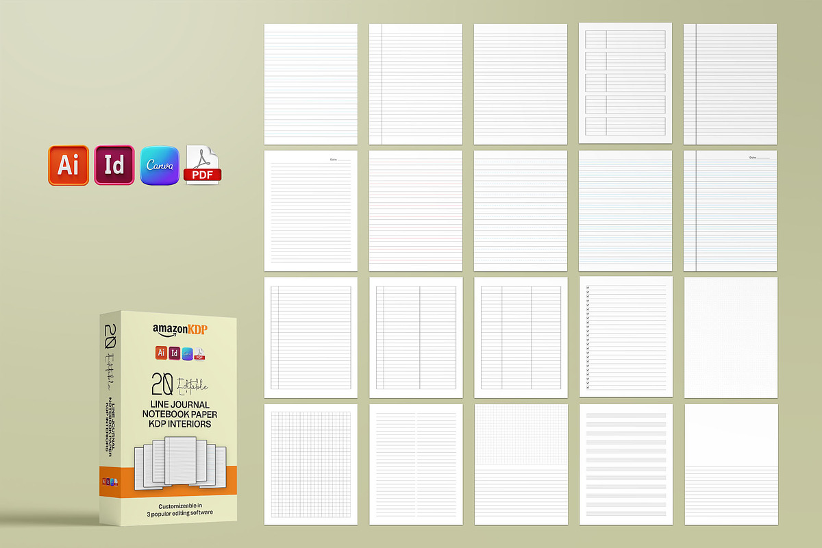 Notebook Journal Paper KDP Interiors, a Stationery Template by Graphic Template (Photo 2 of 3)