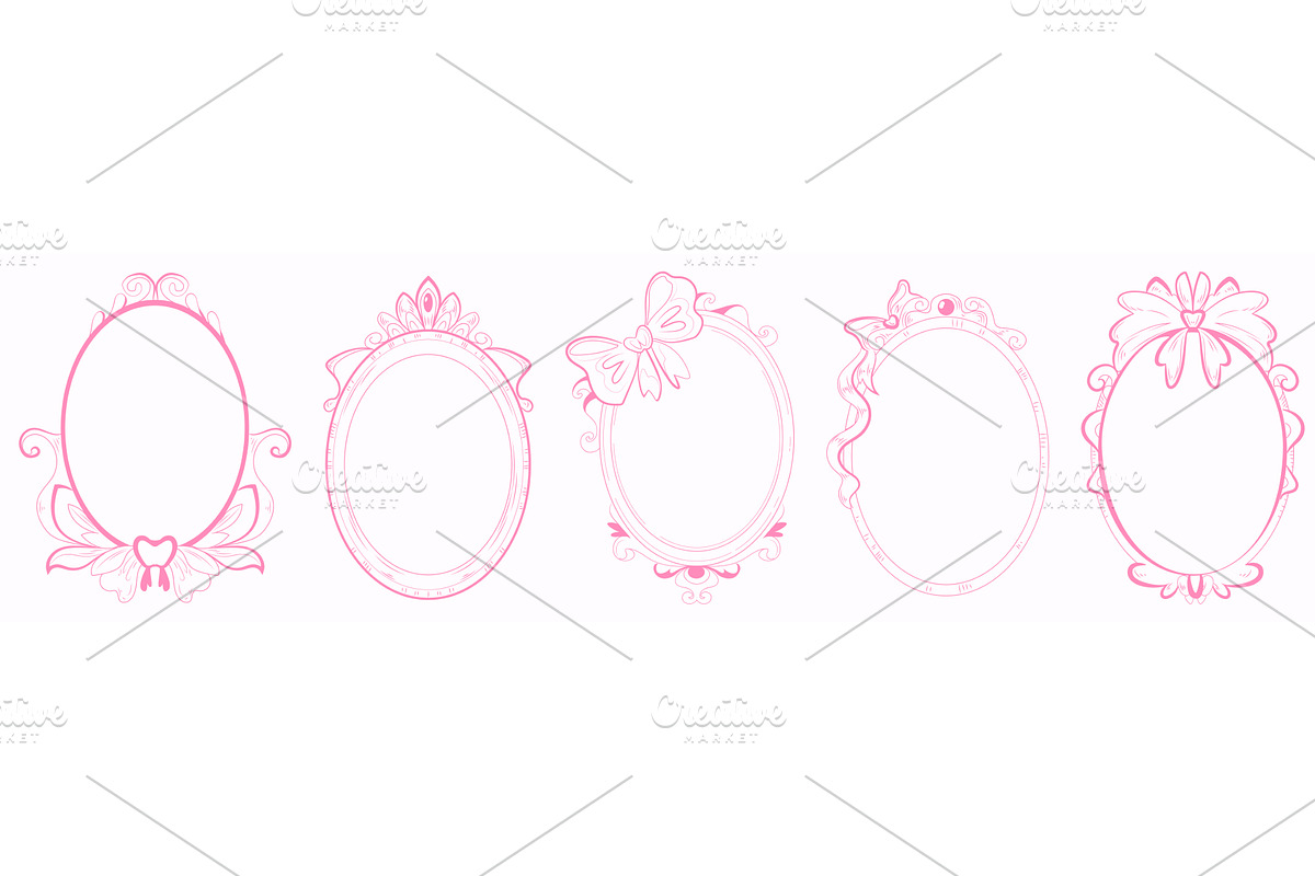 Vintage oval frames set with, an Illustration by art PVP - market