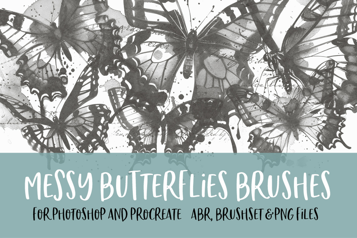 Messy Butterflies Brushes for PS/PRO, a Brush Add-On by Polka Dot Pixels (Photo 1 of 2)