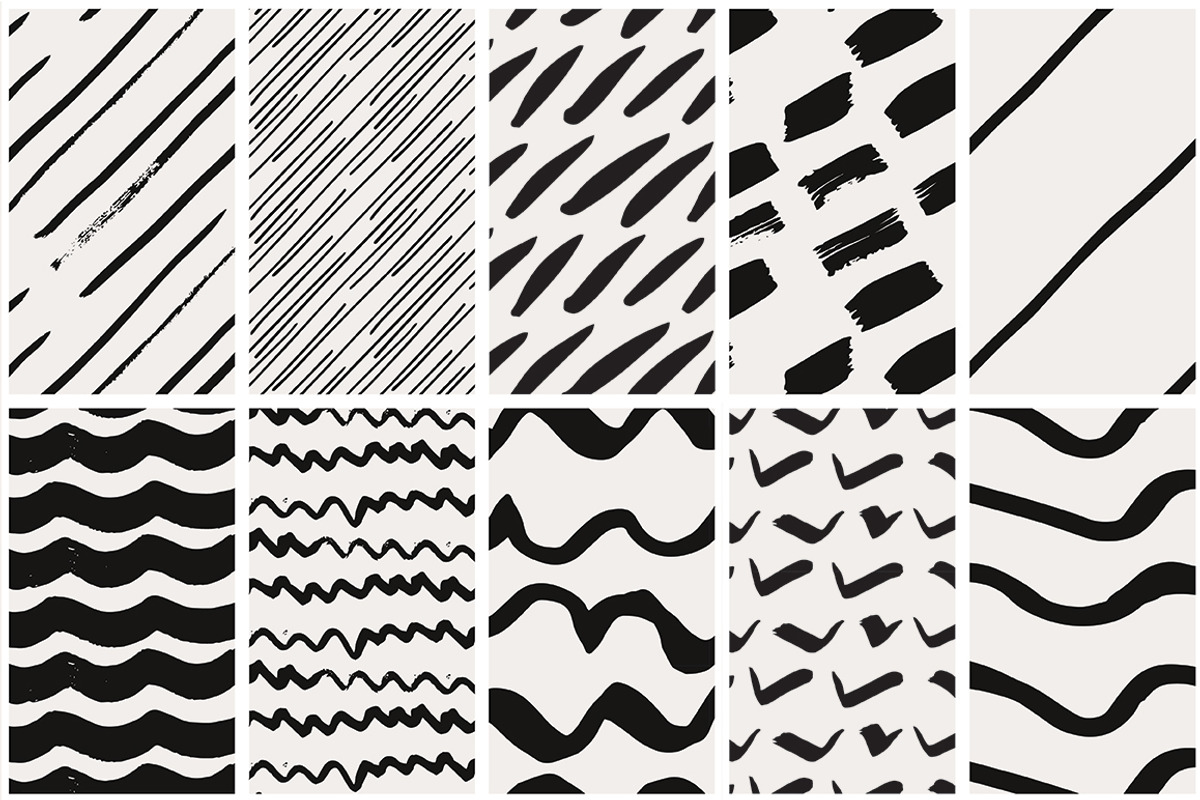 Handdrawn Lines Patterns, a Pattern Graphic by Youandigraphics