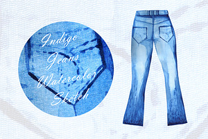 Indigo Jeans Watercolor Sketch