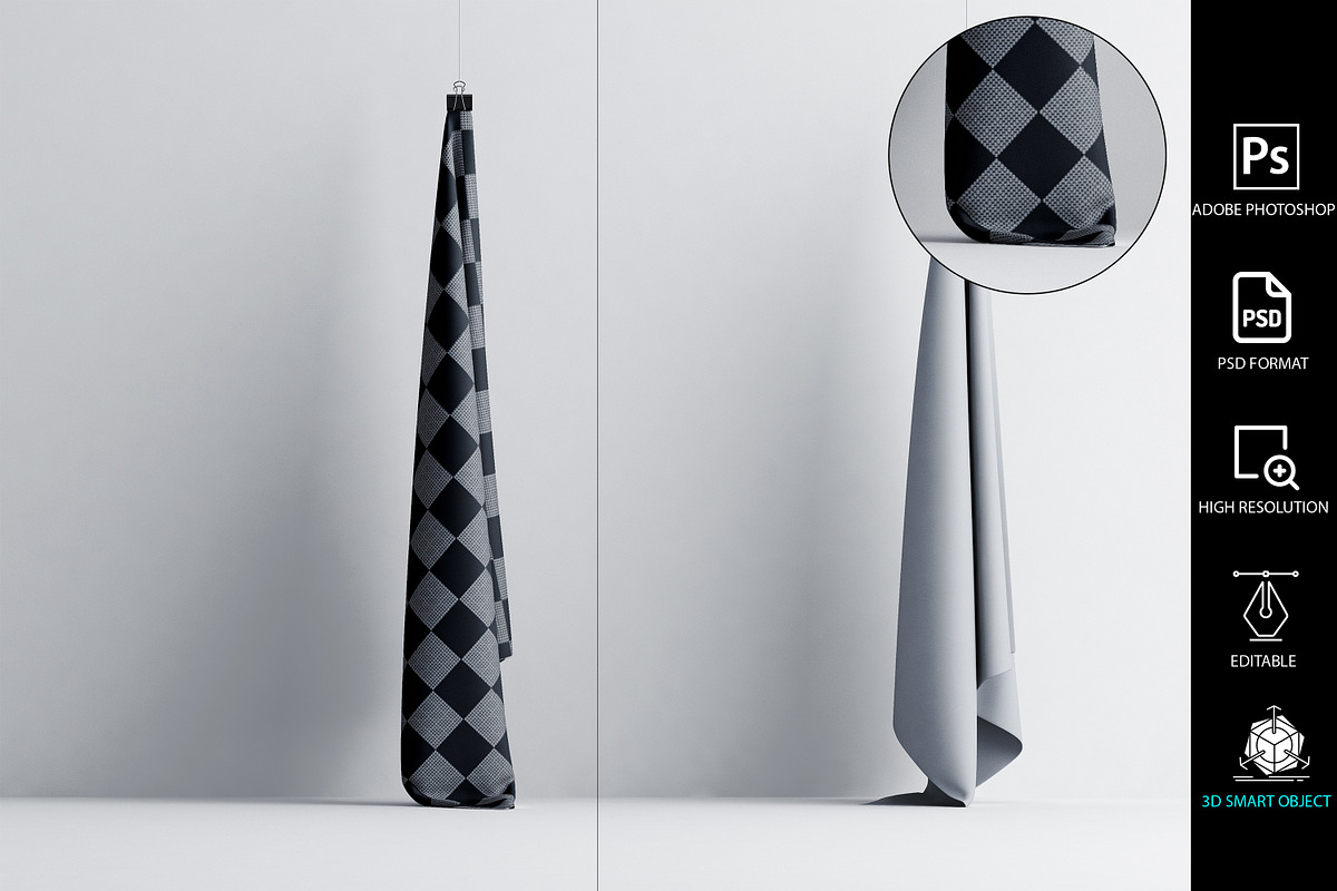 Hanging cloth mockup pack2, a Mockup by GraphicVil (Photo 5 of 7)