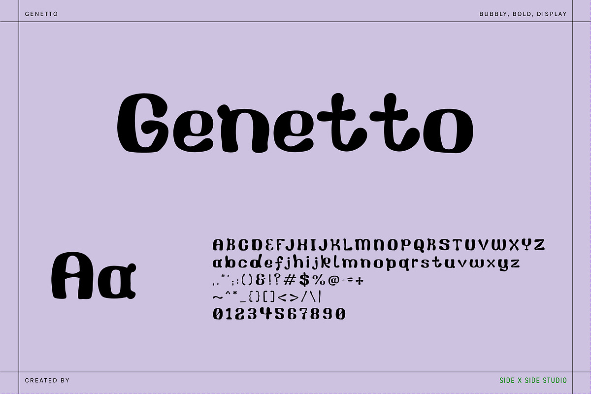 Genetto Display Font + Illustrations, a Sans Serif Font by Side X Side Studio (Photo 7 of 8)