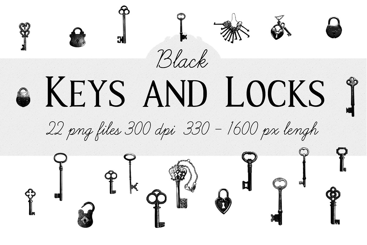 Keys and Padlocks (1 of 3, Black), an Object Graphic by Scarlet Island (Photo 1 of 2)