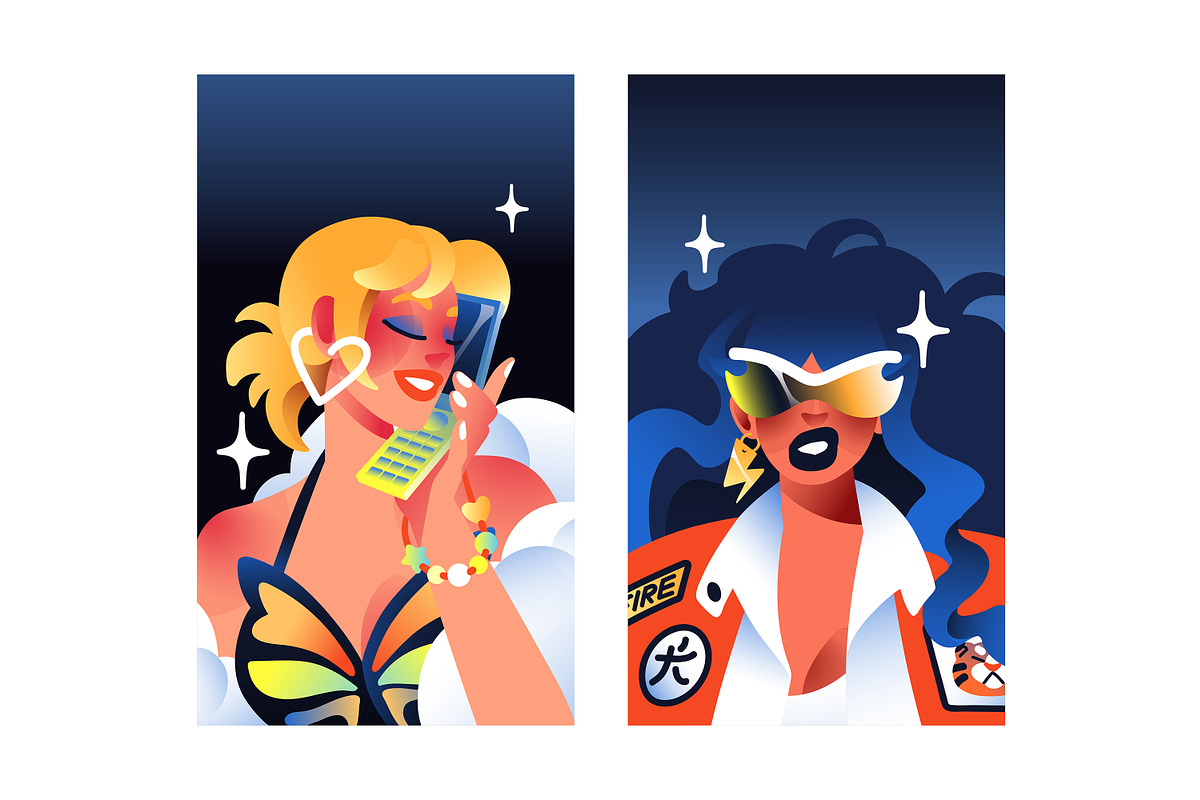 Fashion girls portraits set + banner, a Person Illustration by PaperTrident (Photo 2 of 10)