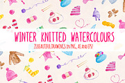 Cozy Knitting Watercolor Bundle, a Decorative Illustration by Violet LeBeaux (Thumbnail 1 of 3)