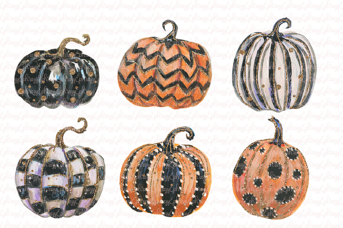 Halloween Glitter Pumpkin cliparts, an Illustration by EphrazyGraphics