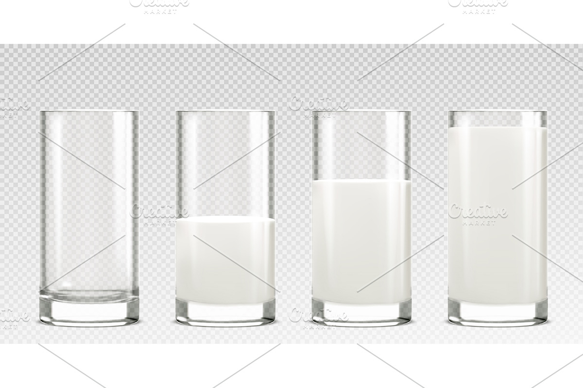 Glass cup collection showing milk, a Food Illustration by art PVP - market