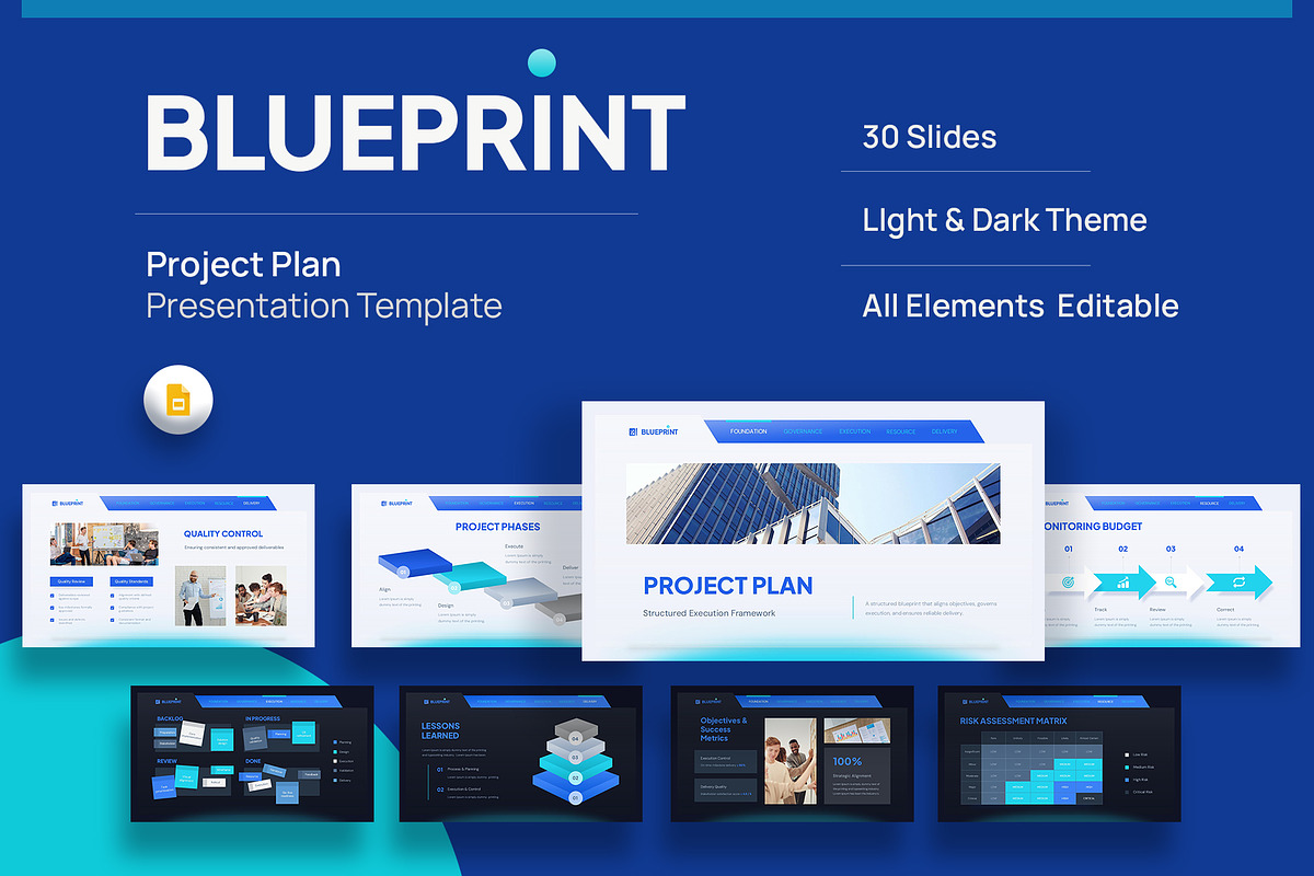 Project Plan Google Slides Template, a Presentation Template by New Coral Design (Photo 1 of 6)