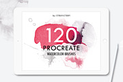 120 Watercolor Procreate Brushes, a Brush Add-On by Struvictory.art (Thumbnail 1 of 7)