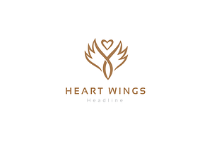 Heart Wings Logo Template.