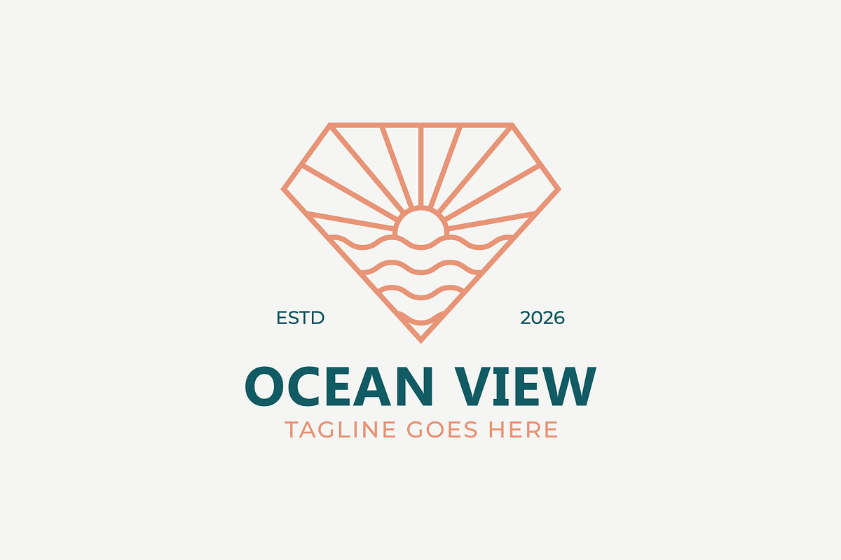 Ocean view sunset diamond logo, a Branding & Logo Template by Signatoro (Photo 3 of 3)