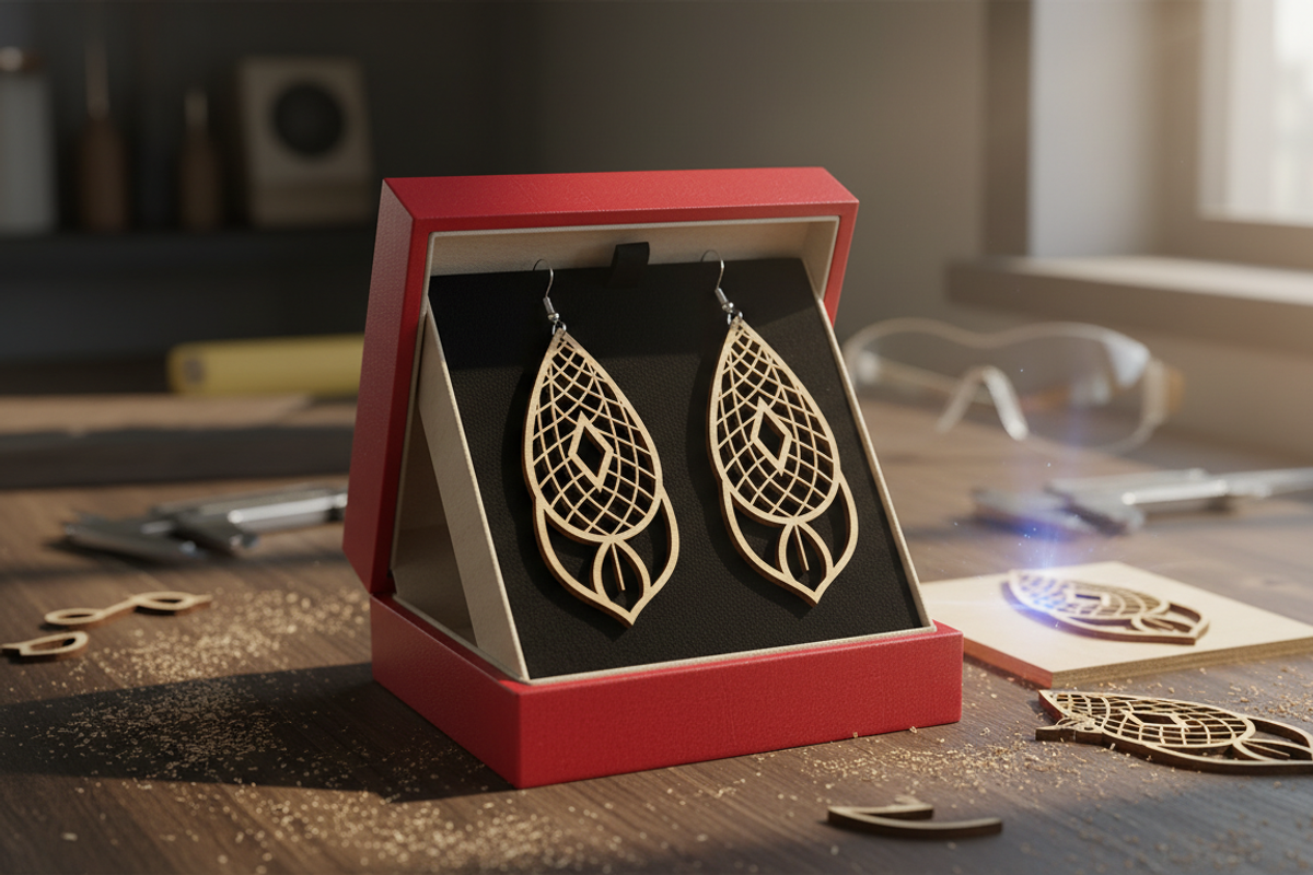Teardrop Laser Cut Earrings, an Object Graphic by Designer_Momina (Photo 3 of 5)