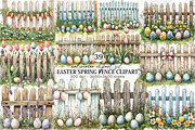 Easter Spring Fence Clipart PNG, an Illustration by Canvas Craft (Thumbnail 1 of 7)
