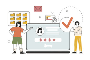 Female programmer showing security, a Technology Illustration by LadadikArt