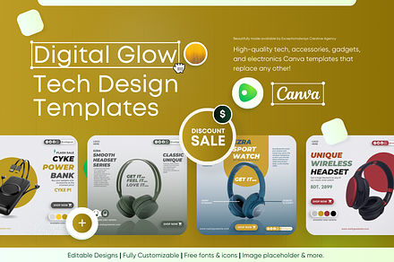 Digital Glow - Tech Canva Templates