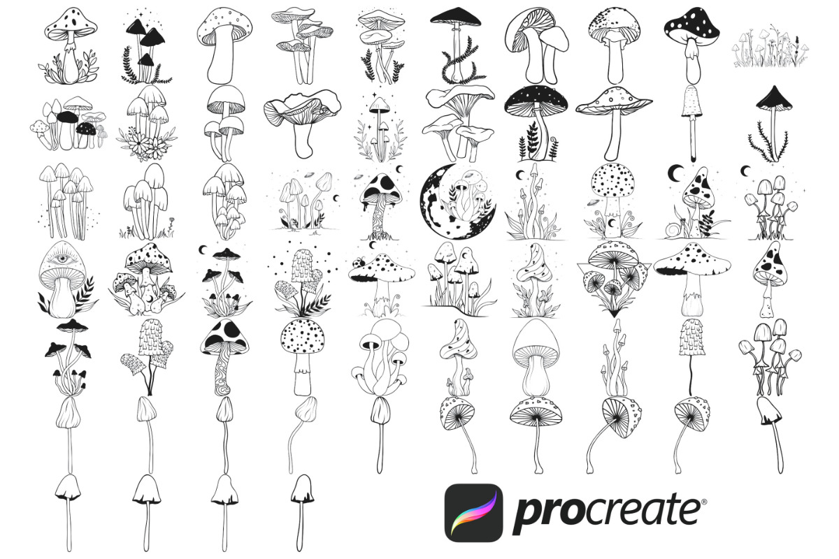 Mushrooms Set 3 Procreate Brush, a Brush Add-On by Disasterology Ink (Photo 4 of 10)