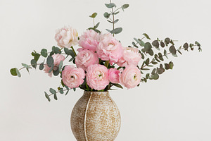 Spring bouquet of peonies and ranunculus