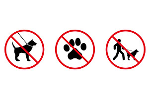 Forbidden Dog Walking Icons, an Animal Illustration by Vector Creator