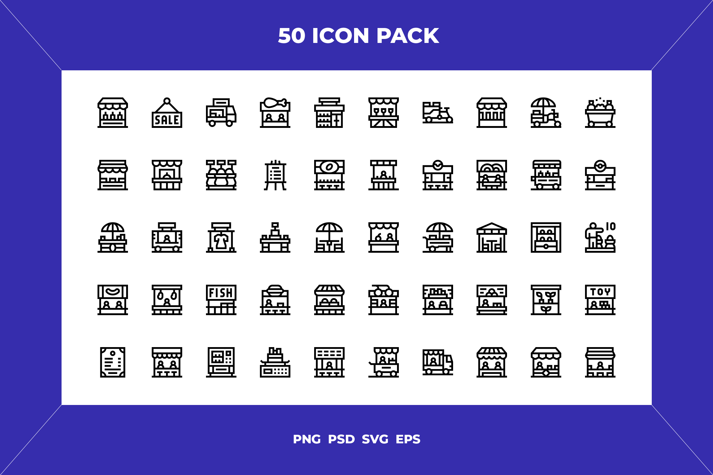 Street market icons, an Outline Icon by Wencory