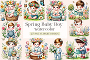 Cute Spring Baby Boy Clipart Flowers, an Illustration by DreamArtGraphic (Thumbnail 1 of 5)
