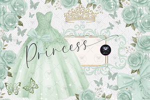 Princess Quinceañera Green Clipart, an Illustration by BigCakeBee