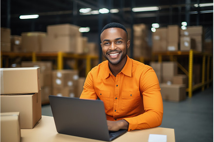 Black male warehouse manager with, a Person Photo by Lermont51