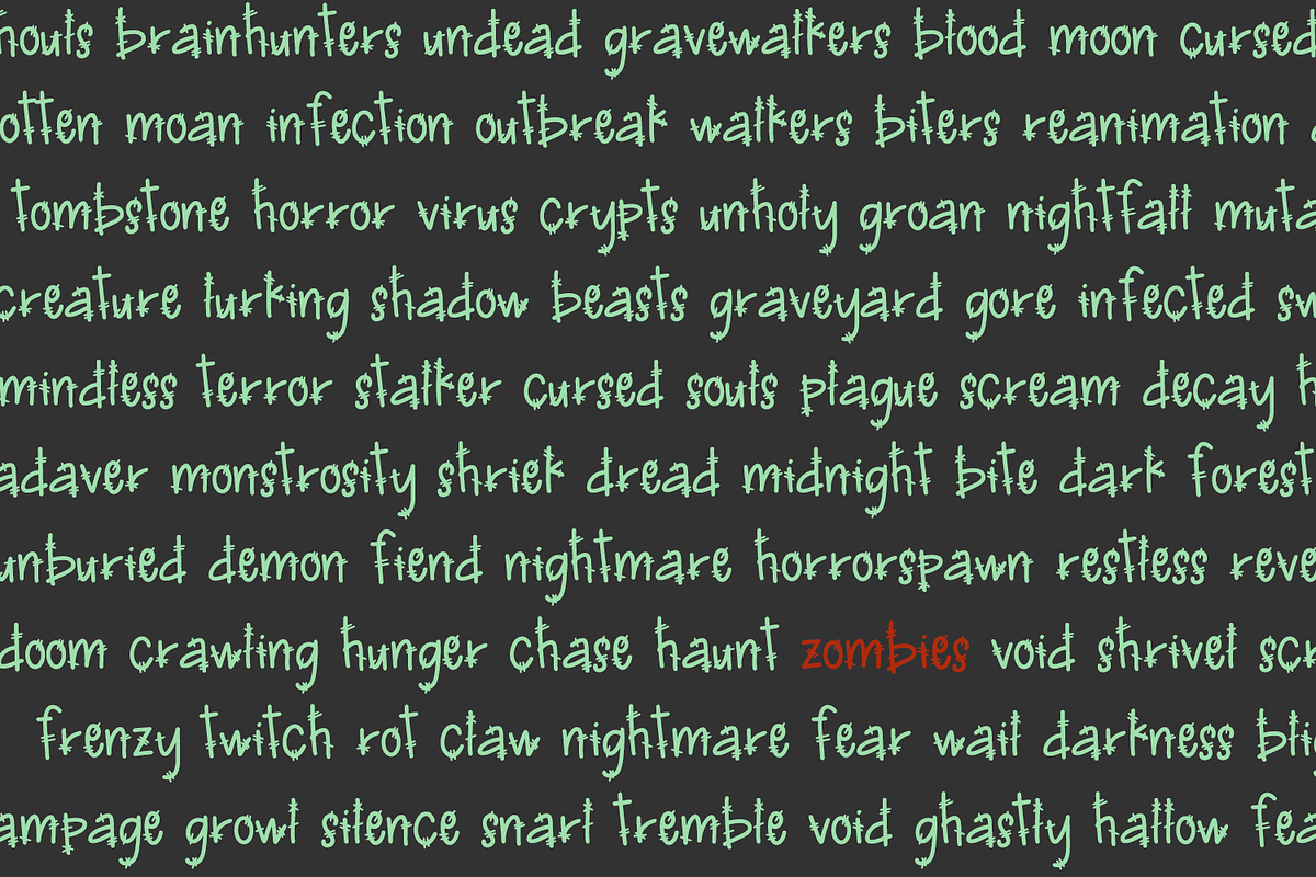 Zombie Dust - Display Font, a Handwritten Font by Beck McCormick (Photo 4 of 10)