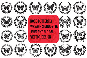Rose Butterfly Wreath Silhouette —, an Illustration by Amazin_art