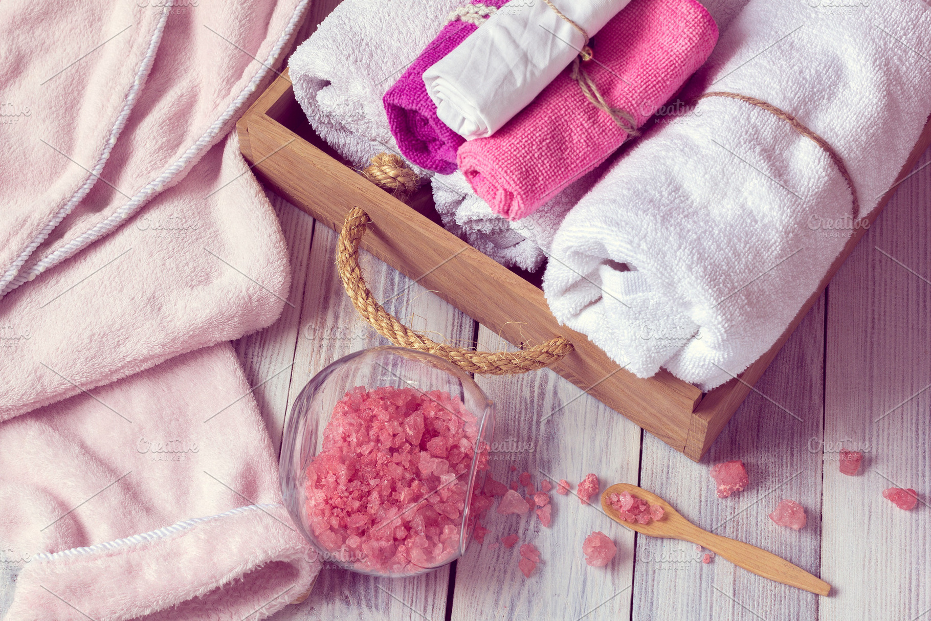 Pink spa containing accessories, background, and bath, a Beauty & Fashion Photo by Eni_fly