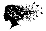 Woman Butterfly Hair Silhouette, an Object Illustration by yasushie (Thumbnail 12 of 31)