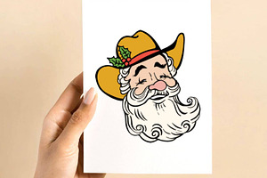 Santa Face Cowboy Hat Svg, Png Cut