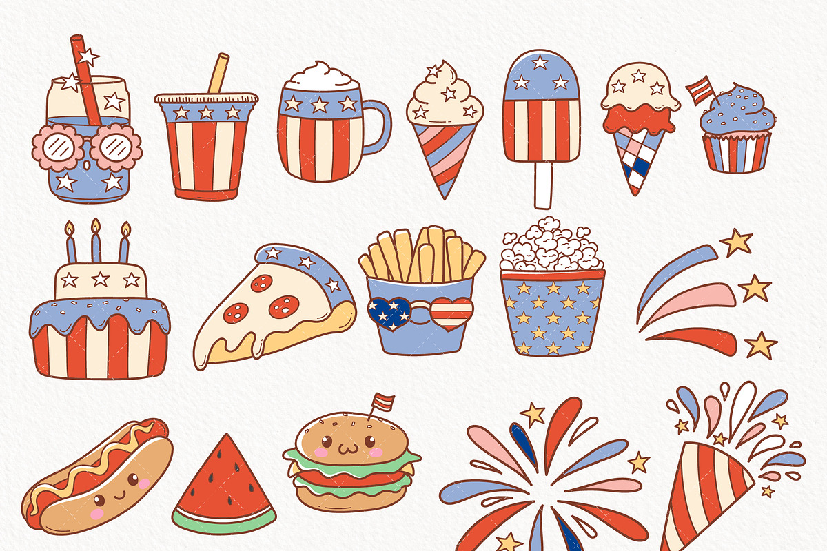 4th of July Clipart, Retro 4th july, a Decorative Illustration by TitaLivingArt (Photo 4 of 9)