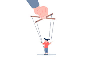 Adult person manipulating little, an Illustration by LadadikArt