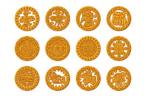 Maya golden ornament. Mayan gold, an Object Illustration by Stock-Smart-Start