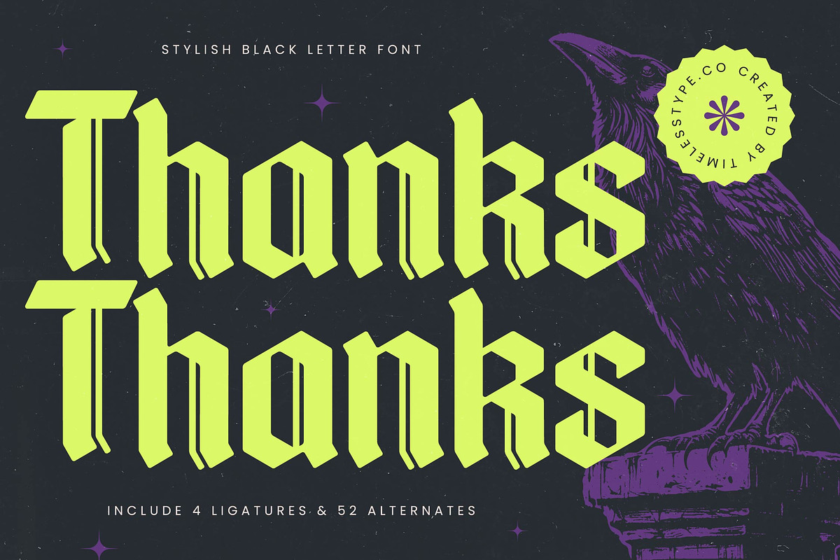 Mystic Venom Modern Blackletter, a Blackletter Font by timelesstype.co (Photo 20 of 20)