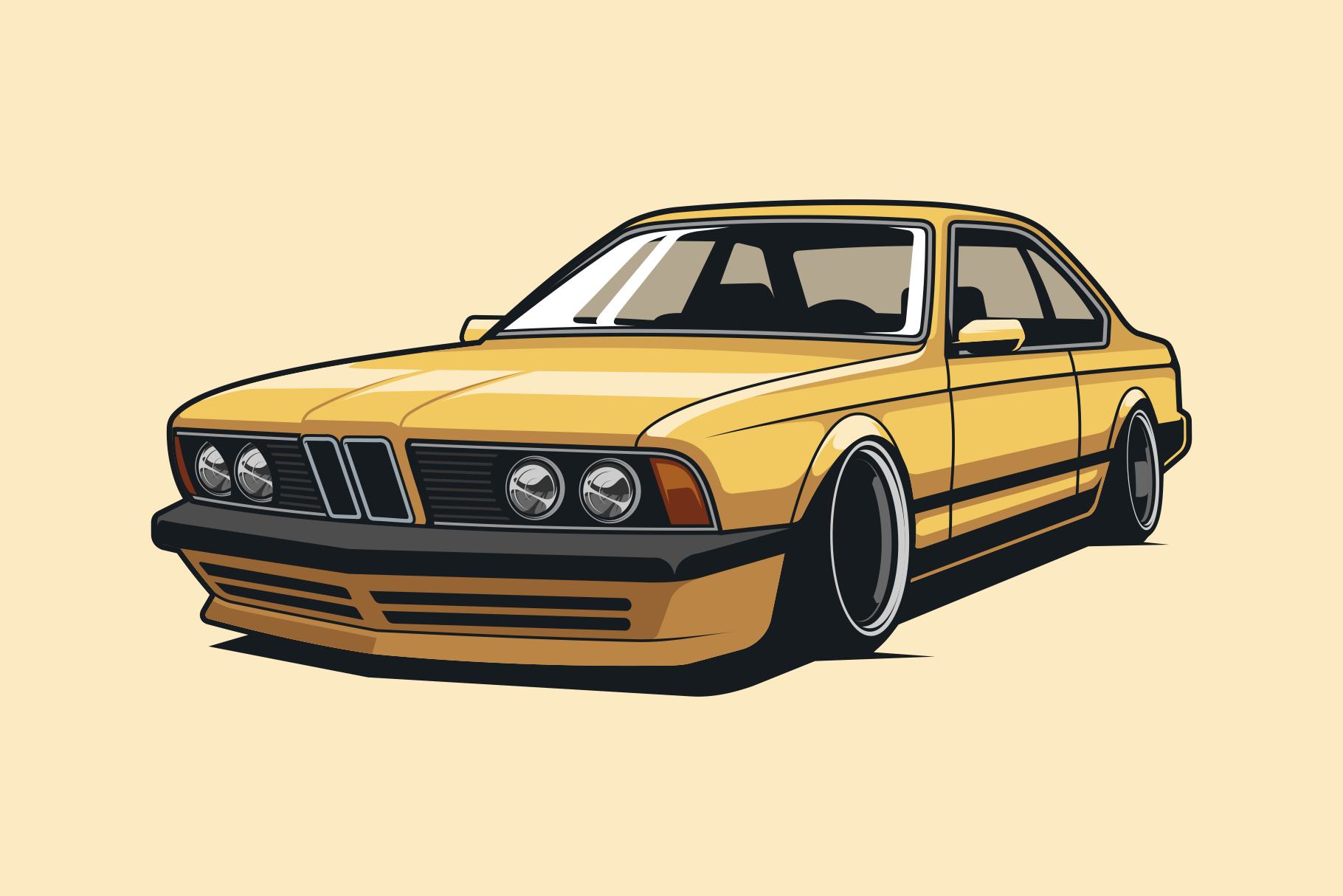 Classic Car Vector Illustration, A Transportation Illustration By Tfamz